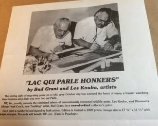 Artists Lee Kouba & Bud Grant = His Vikings teams played in Super Bowls IV, VIII, IX, XI. He is the first person to be elected to both the Pro Football Hall of Fame (July 30, 1994) and the Canadian Football League Hall of Fame (May 13, 1983). Coach Grant was inducted into the Vikings Ring of Honor on November 8, 1998.