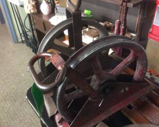 Vintage Antique Barn Iron Pulley Wheels