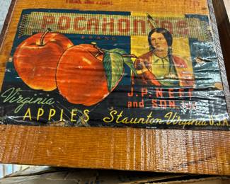 Virginia Apples Staunton, Va. CRATE American Indian figure POCAHONTAS