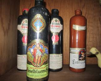 Vintage Black Tower Wine Bottles (empty) 1960's & 70's