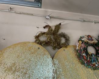 Large and vintage handmade bells with gold paint and mica, just fabulous