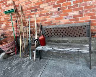 Garden tools and bench, bench needs to be rebuilt