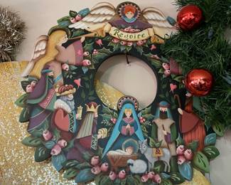 Tole painted handmade wood wreath