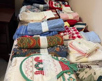 Vintage linens, place mats, kitchen towels, napkins, seasonal
