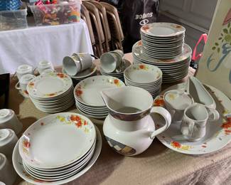 Vintage and very large set of Caravelle "Toscany" fine china 89 pieces will split! this china is in the garage