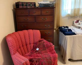 A closer look at the red arm chair