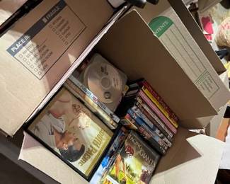 two or three boxes full of DVDs