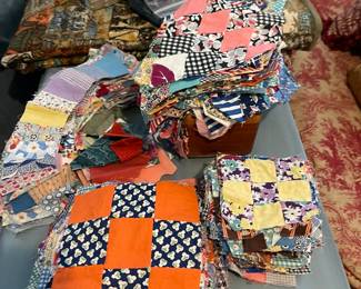 Quilters, we have wonderful quilt shapes ready to be put together for quilts in vintage fabrics. Squares, Stars, Circles, Diamond