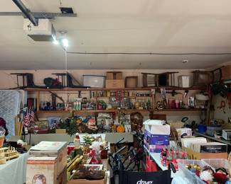 Looking into the garage full of fabulous finds