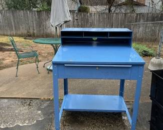 Like new industrial  slanted steel shop desk