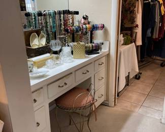The Master Bedroom dressing area, vintage vanity stool
