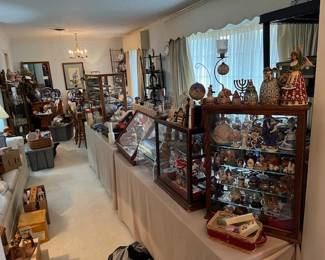 The checkout counter on the right with all the showcases full of goodies.