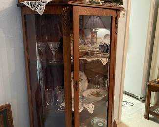 Antique oak display cabinet in the dinning room
