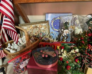 Nativities, Tole pieces, vintage greenery, 