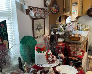 Vintage glass serving pieces, Fitz and Floyd, ceramics