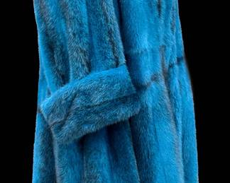 Mink Coat Dyed Cerulean Blue side view