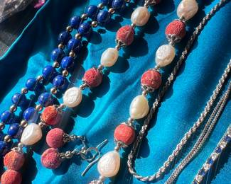 Natural coral and pearls