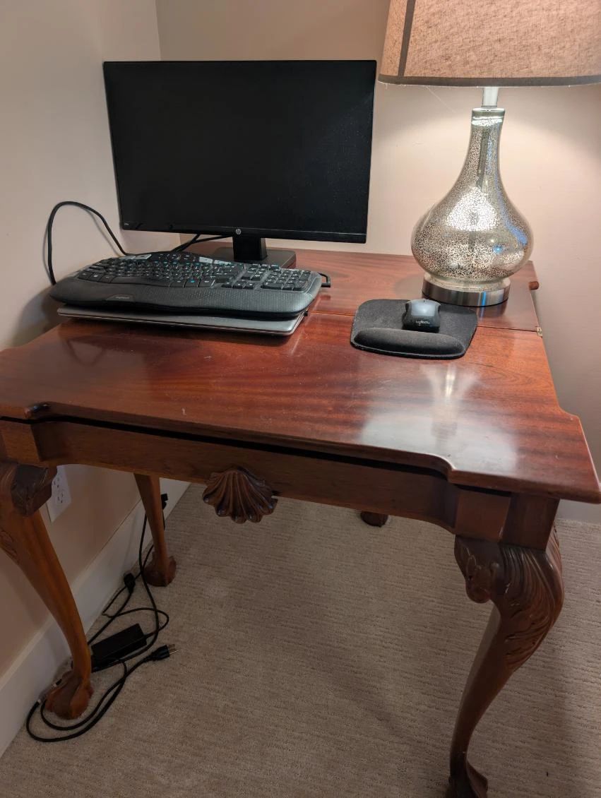 Vintage Chippendale style flip-top card table