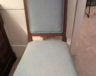 antique chair upholstered blue 