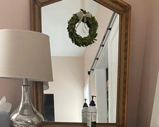 gold gild mirror, mercury glass lamp