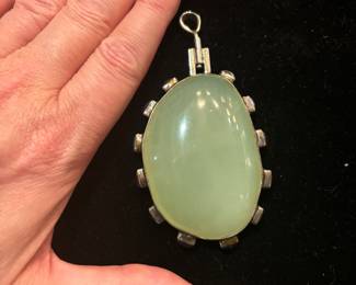 Large, Sterling and Natural Stone Pendant