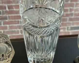 8 1/2" Large Hand Cut Lead Crystal
Vase Floral/Grapes