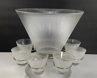 Vintage Mid Century Modern Norse Pattern - Glass Punch
Bowl Set - By Federal Glass Company