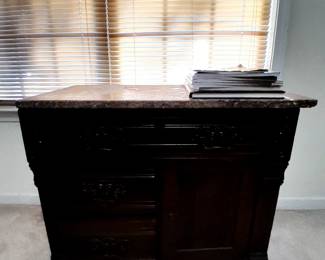 $35 Large night stand with marble top. 