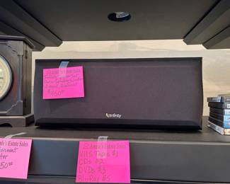 Infinity speaker set with center speaker woofer and 4 side speakers (2 and stands)