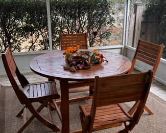 Teak Table and 4 folding chairs