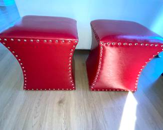 Red stools / chairs / ottoman 