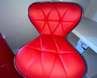 Red Leather adjustable bar stool (2)