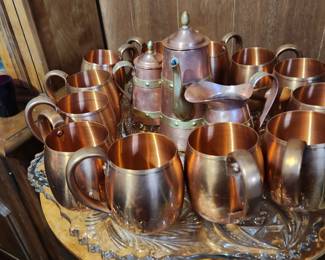 15 piece copper "tea" set with serving platter. Display stand also for sale! SOLD
