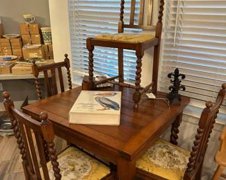Draw Leaf Burl Twist Table w/ 4 chairs