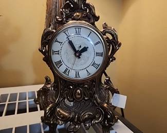 Close up of clock on stand