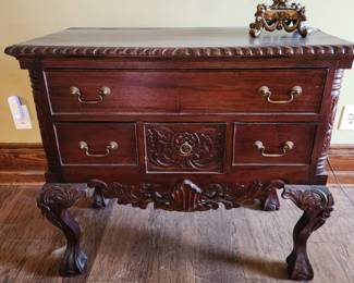 Lovely chest on carved legs - could be used anywhere in your home!