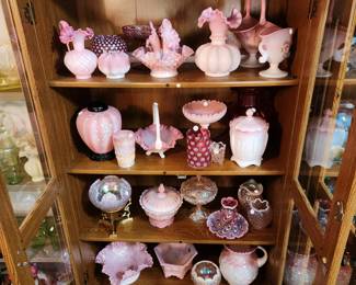 Really pretty fenton .  Cabinet for sale also.