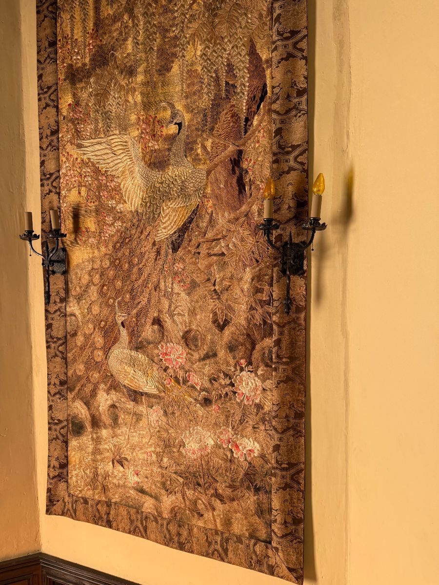 Antique hand stiched silk 10plus feet tall