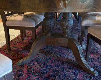 Base of flamed mahagany d/r table on large Saruk