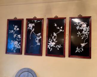 set of 4 wood hangings
