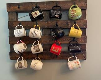 Coffee Mug Rack and Mugs