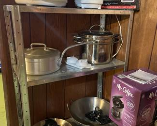 Stainless steel pans, crock pot, new Mr. Coffee and more!