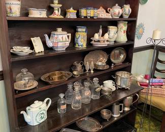 Vintage Quimper and sterling silver decanter tags