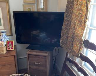 Insignia TV and file cabinet - 2 drawers, Queen headboard and frame