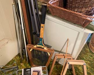 Vintage tennis racket and storage solutions