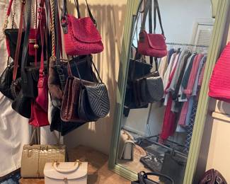 Purses - vintage and current styles and mirror