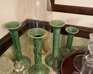 Bordallo Pinheiro Pottery candle holders