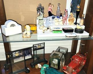 Antique letter wheel, Trinket boxes and frames