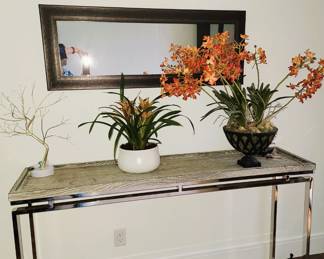 Contemporary entry table with home decor
