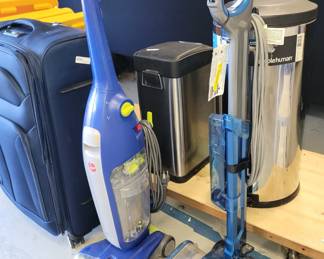 Floor cleaners, trash cans and luggage